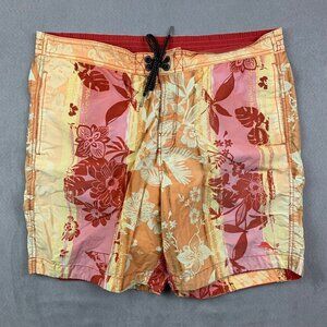 Tommy Bahama Mens Swim Trunks Large Red Orange Pink Floral Shorts Hawaiian Beach